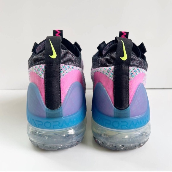 NIKE AIR | Sz 12 VaporMax 2021 Flyknit DX3369-600 Pink Blast Photo Blue Volt - Picture 2 of 4